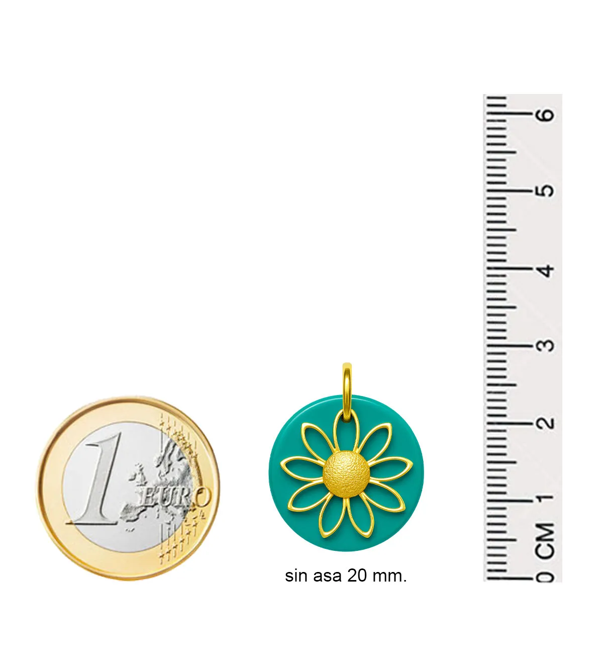 Colgante de oro 18K girasol 141_3131 colgante-de-oro-18k-y-simil-turquesa-141_3131 medidas
