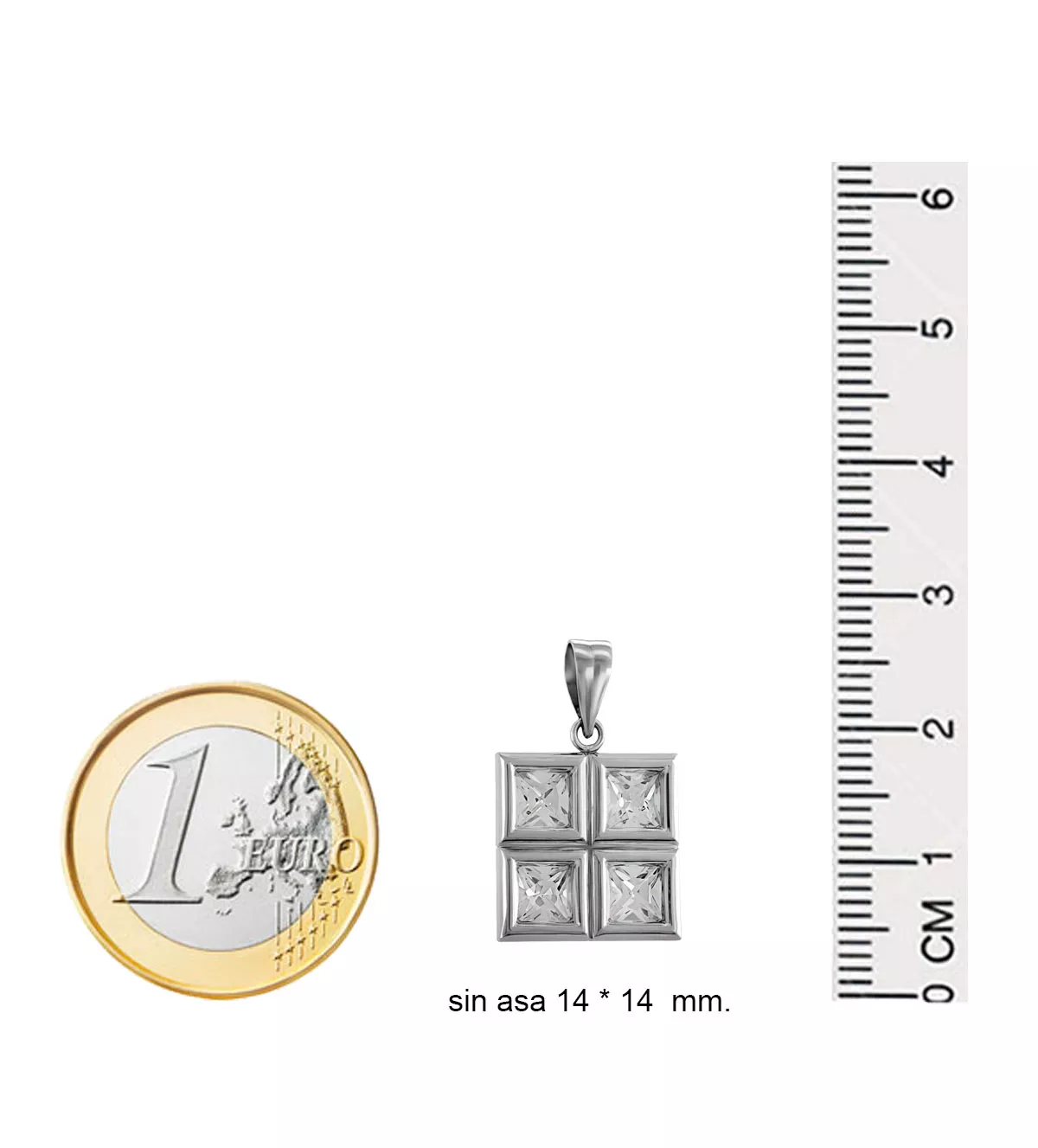 Colgante de oro blanco 18K "4 Luces" colgante de oro blanco con circones vista medidas