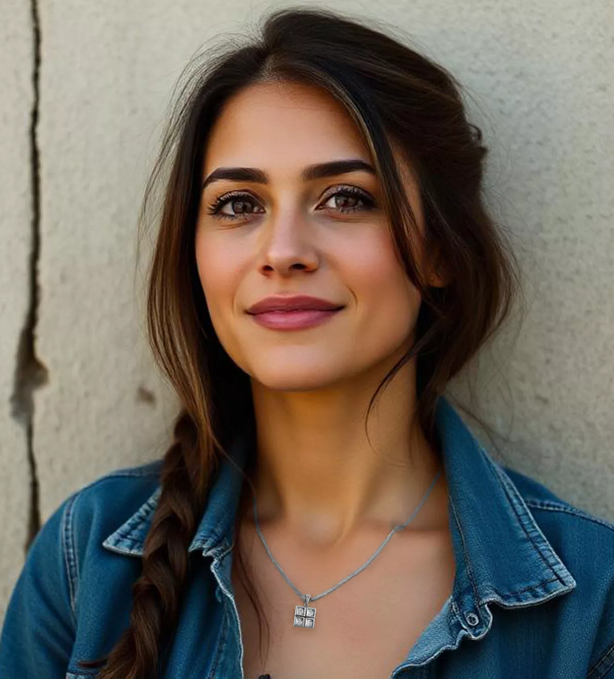 Colgante de oro blanco 18K "4 Luces" colgante de oro blanco con circones vista modelo