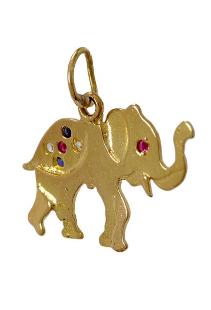 Colgante, elefante de la suerte en oro de ley con piedras de color - foto 04 - rfcia 036_F61462