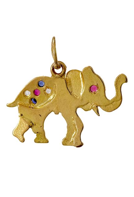 Colgante, elefante de la suerte en oro de ley con piedras de color - foto 1 - rfcia.036_F61462