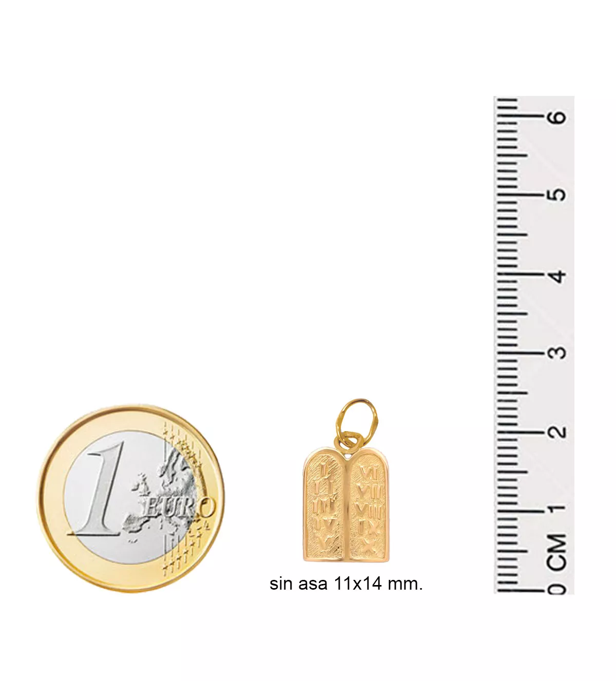 Colgantes de oro tablas de la ley asa de hilo tablas de la ley 10 mandamientos oro 18 ktes vista con medidas