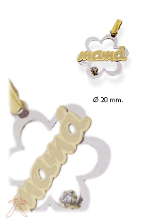 Colgante oro 1ª ley 750 mmas. (18 k.) de la madre oro bicolor rfcia.085_0112505