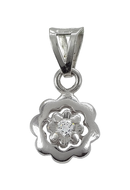 Colgante oro blanco 18K flor 044_6792 Colgante oro. dije con circonitas flor - foto 1 - rfcia.044_6792