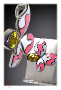 Colgante plata con citrino forma de mariposa 132_70052 Colgante plata ley dije con piedras rfcia.132_70052