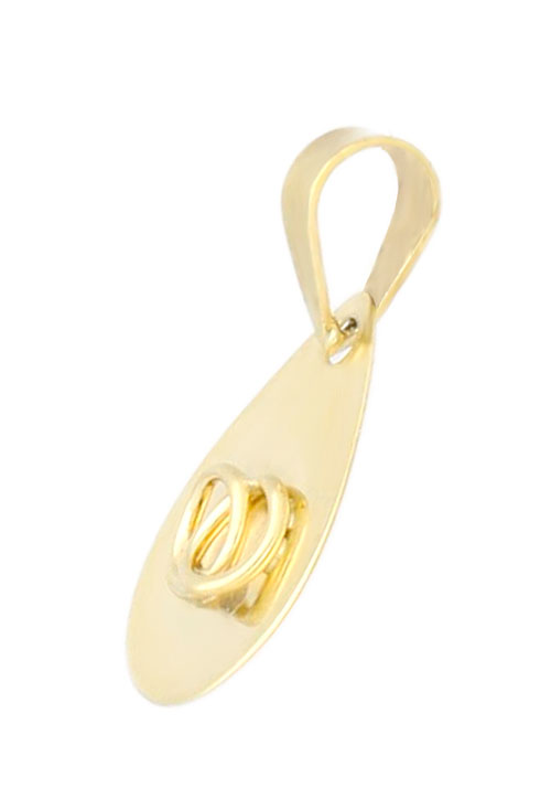 colgante del amor oro amarillo 18 kilates forma de pera con alianzas enlazadas vista lateral 005_07600_01