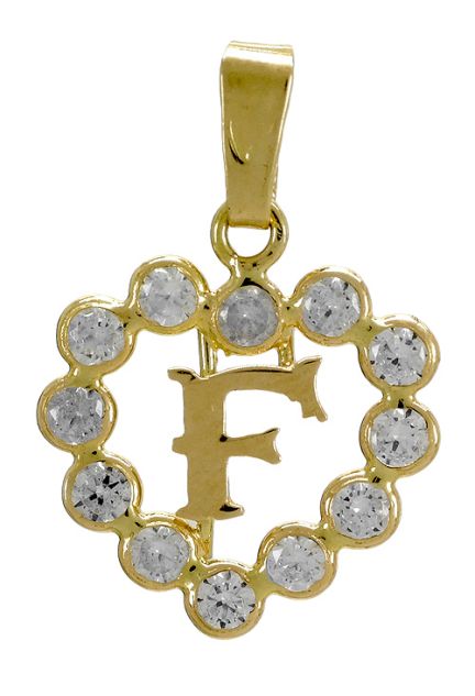 colgante inicial F oro 18 kilates corazón con circonitas 141_01141F