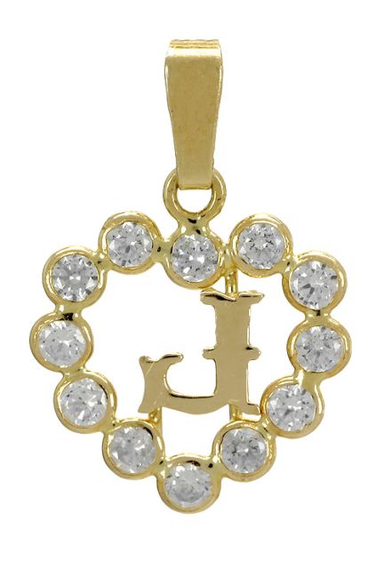 colgante inicial J oro amarillo 18 kilates en corazon de circonitas 141_01141J