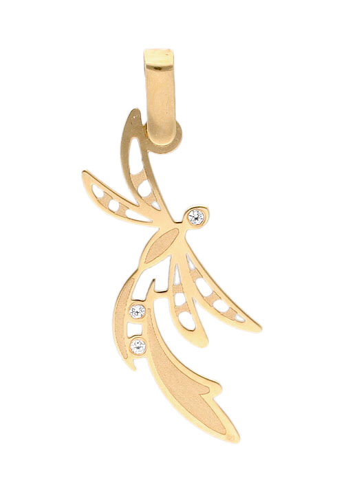 Colgante oro amarillo 18K libelula 197_0449 colgante libelula oro amarillo 18k frontal 197_0449