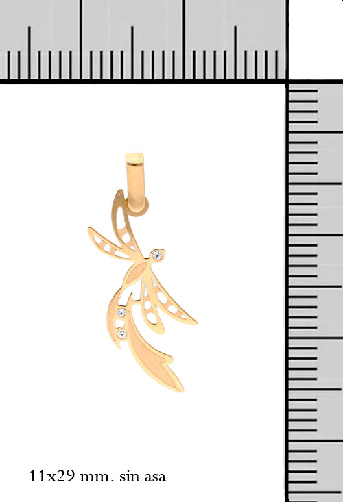 Colgante oro amarillo 18K libelula 197_0449 colgante libelula oro amarillo 18k medidas 197_0449_M