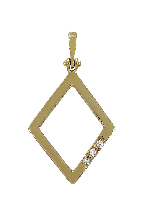 Colgante oro con diamante forma de rombo 160_6102121 colgante oro 18 kilates con diamantes forma de rombo precio muy barato joyeria online vista frontal 160_6102121
