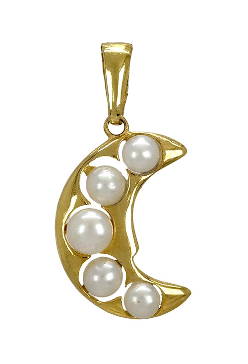 Colgante oro amarillo y perlas media luna 100_2261 colgante oro 18 ktes y perlas cultivadas que representa una media luna 100_2261