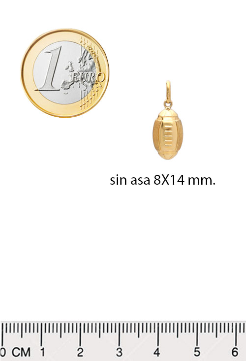 Colgante oro 18 kilates balón rugby 005_07906 Colgante oro 18 kilates balon rugby toma con medidas