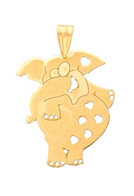 colgante oro amarillo 18 kilates elefante burlon mate brillo vista frontal 120_61964
