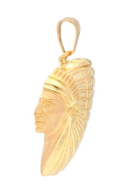 colgante oro amarillo 18 kilates jefe indio vista de perfil 001_011229_01
