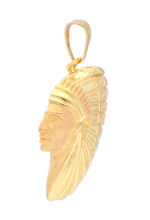 colgante oro amarillo 18 kilates jefe indio vista de perfil 001_011229_01