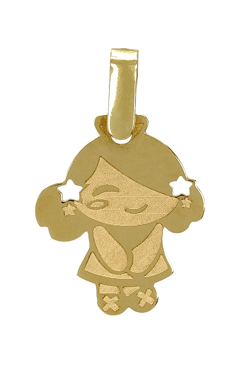 Colgante oro 18 ktes niña con coletas 197_0459 colgante oro amarillo 18 ktes niña con coletas 197_0459