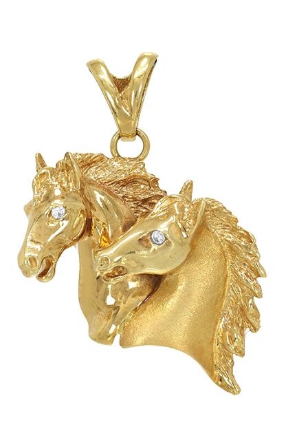 colgante oro amarillo 18K cabezas de caballos precio especial para venta en joyeria online foto frontal 120_045