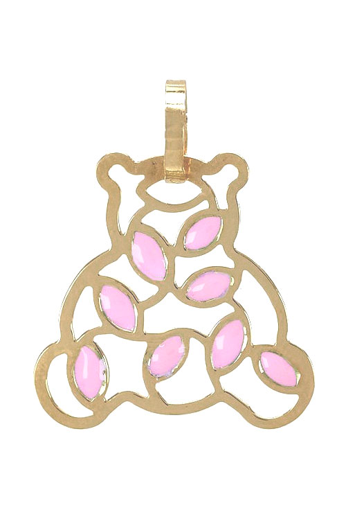 Colgante oro amarillo y esmalte rosa forma de oso 146_LN05 Colgante oro amarillo y esmalte rosa forma de oso a precio de ocasion