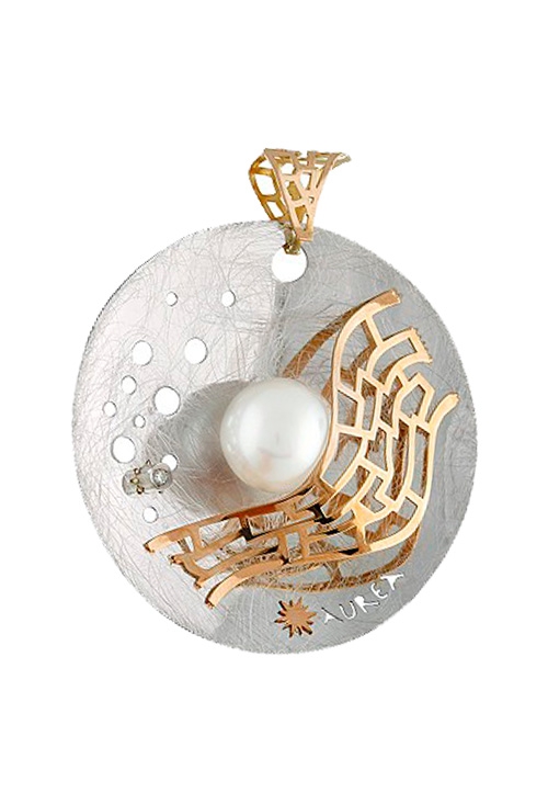 colgante oro bicolor blanco y rosa con diamante y perla cultivada 095_433342