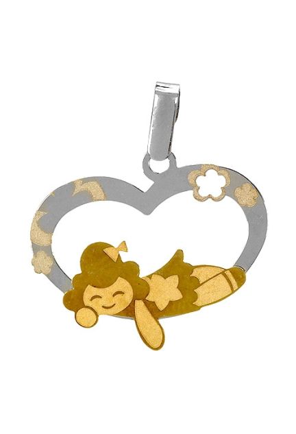 colgante oro bicolor niña tumbada en corazon especial dia de la madre 197_0610