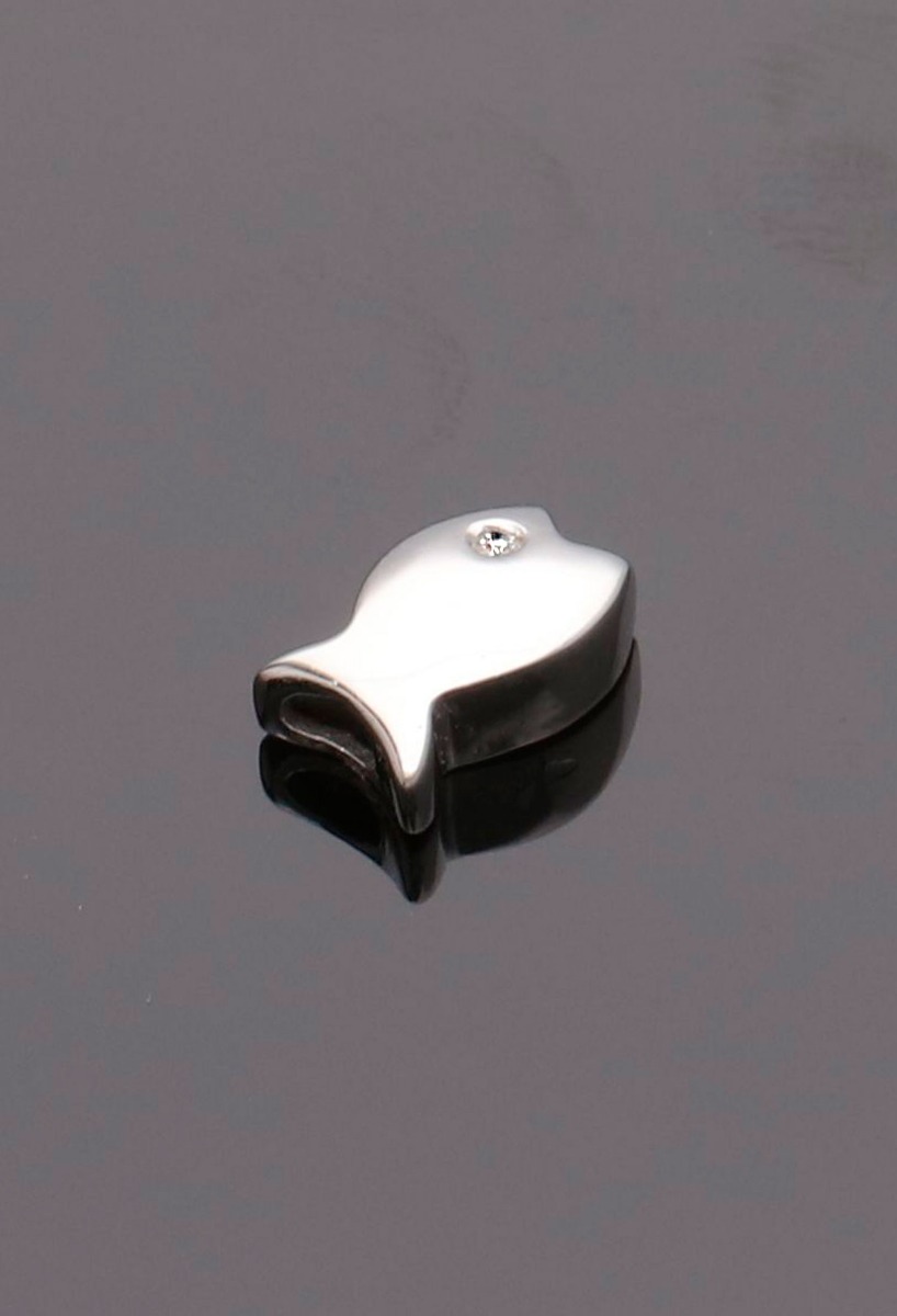 Colgante oro blanco 18K con diamante pez 100_3063 Colgante oro 1ª ley 750 mmas. (18 k.) con diamante oro blanco rfcia.100_3063 vista natural sin recortar fondo negro