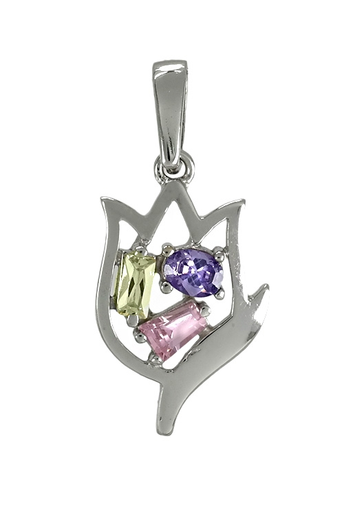 Colgante oro blanco 18k piedras de colores 083_JI096B colgante oro blanco 18 ktes tulipan 083_JI096B