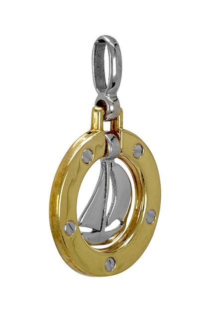 colgante oro blanco y amarillo 18 ktes barco velero 120_080 foto oblicua