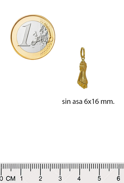 Colgante oro 18K puño cerrado Higa amuleto mal de ojo 019_0589 colgante amuleto oro 18 kilates foto con medidas