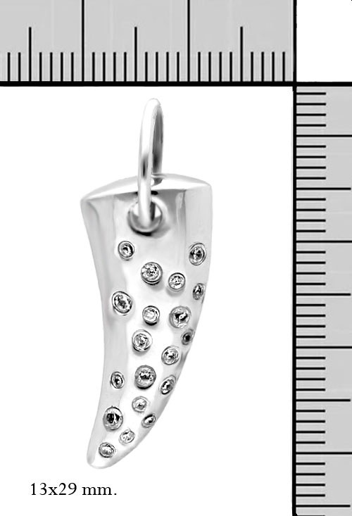Colgante plata con circonitas, cuerno o colmillo. 132_71285-C colgante plata colmillo vista medidas 132_71285-C_M
