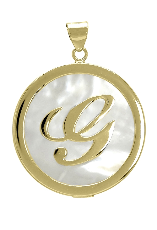 Colgante de plata chapada y nácar inicial G. 260_138055A-G Colgante de plata chapada y nácar inicial G a precios baratos 260_138055A-G