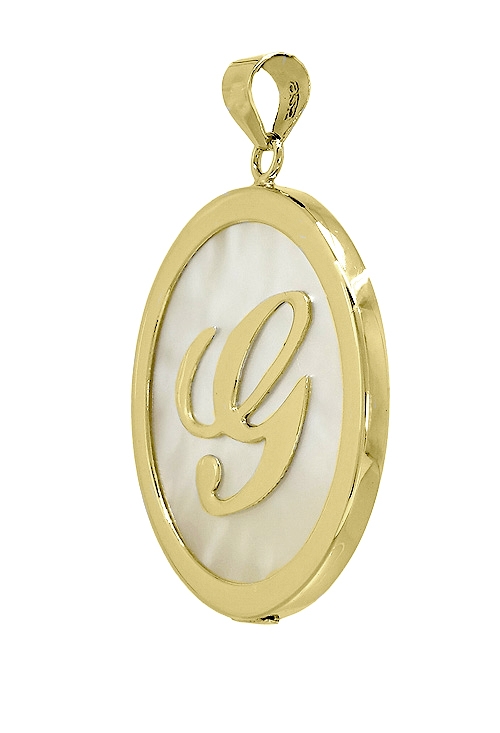 Colgante de plata chapada y nácar inicial G. 260_138055A-G Colgante de plata chapada y nácar inicial G venta online joyas de mujer 260_138055A-G