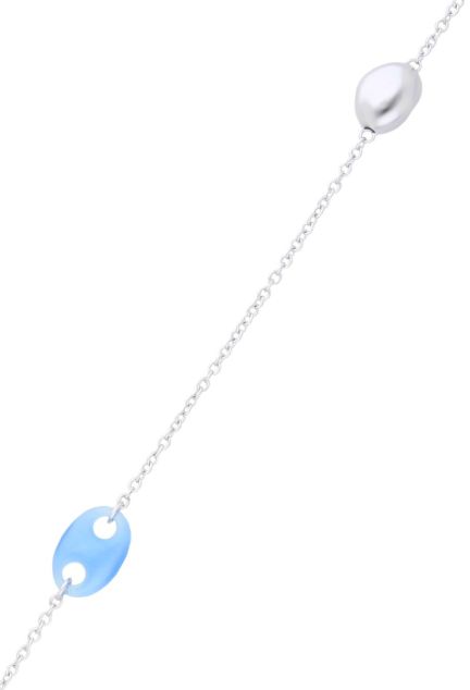 collar plata con entrepiezas cuarzo azul forma calabrote vista tramo