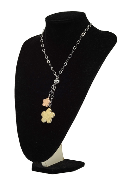 Collar 70 cm plata bicolor motivo flores foto en expositor 200_137150_02