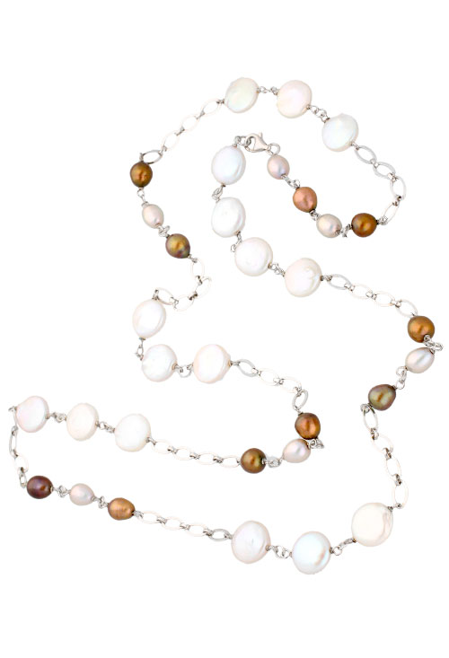 collar de plata 90 cm de largo con entrepiezas que son perlas de diferentes tamaños formas y colores vista total precio barato joyeria online 224_PS070243N