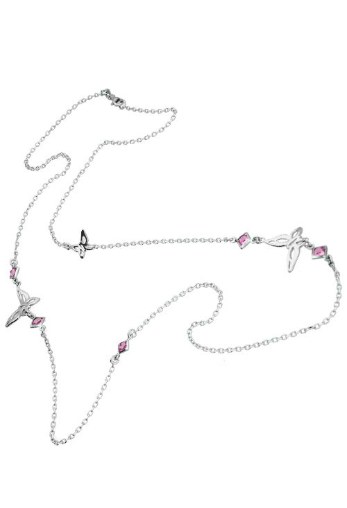 Collar de plata con entrepiezas forma mariposa joyería para mujer y niña a precios baratos 144_EG243-R
