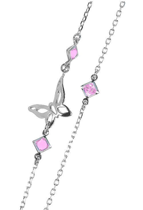 collar de plata rodinada con cuarzos rosa de francia y motivos mariposas foto detalle 144_EG243-R_01