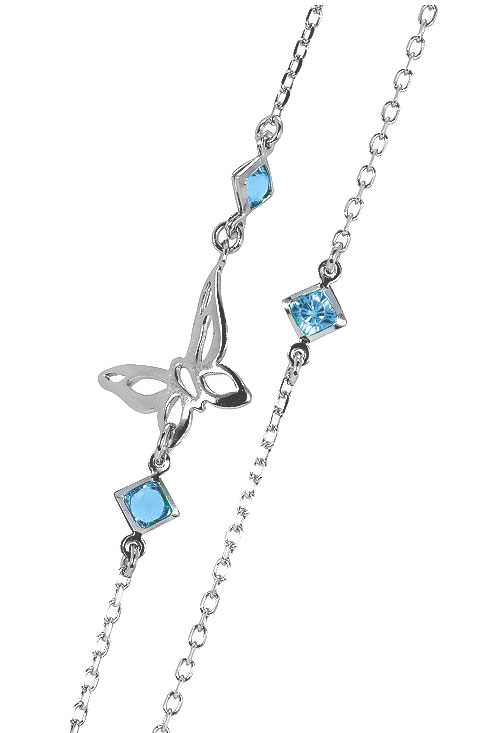 collar de plata rodinada con cuarzos topacio azul y motivos mariposas foto detallada 144_EG243-T_01