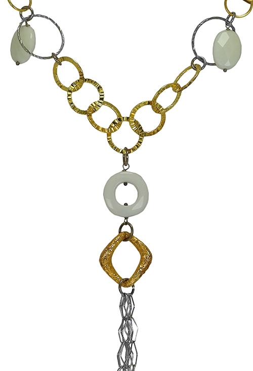 Collar de plata bicolor con ágata blanca. 200_170120-55869