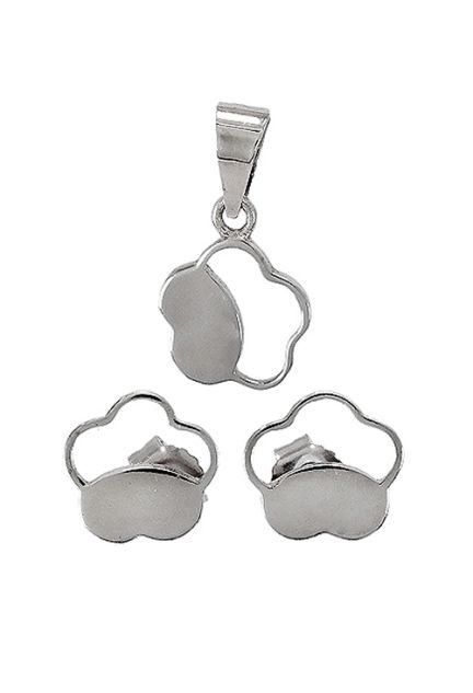 Conjunto oro blanco de ley. pendientes y colgante. mujer flor - foto 1 - rfcia.057_05992