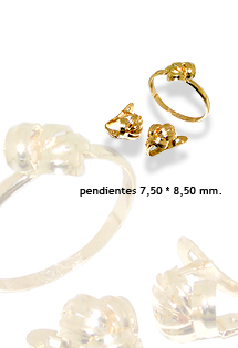Conjunto oro 1ª ley 750 mmas. (18 k.) pendientes y sortija niña rfcia.098_3271