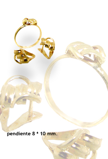 Conjunto oro pendientes y sortija para comunión niña 098_3272 Conjunto oro 1ª ley 750 mmas. (18 k.) pendientes y sortija niña rfcia.098_3272