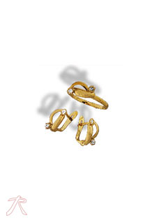 Conjunto oro 1ª ley 750 mmas. (18 k.) pendientes y sortija niña rfcia.197_1-4022