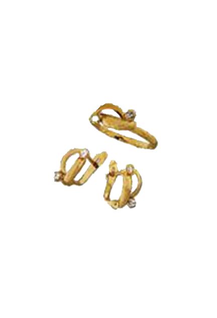 Conjunto oro 1ª ley 750 mmas. (18 k.) pendientes y sortija niña rfcia.197_1-4022