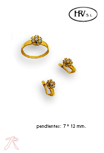 Conjunto oro 1ª ley 750 mmas. (18 k.) pendientes y sortija niña rfcia.234_802