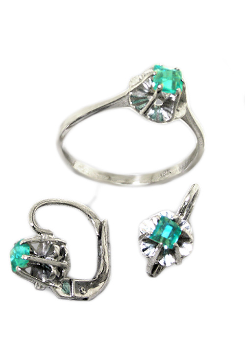 Oportunidad joyeria onine conjunto oro blanco 18k y esmeraldas Conjunto oro, pendientes y sortija - foto 1 - rfcia.036_J5809