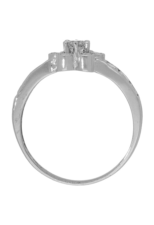 Conjunto oro blanco 18 ktes 002_50979B conjunto anillo y pendientes oro blanco 18 kilates motivo flor con circonitas foto sortija cenital 002_50979B_07