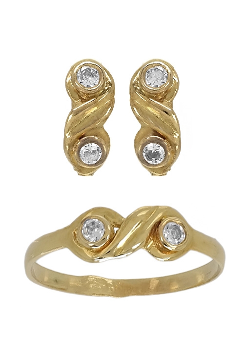 Conjunto oro 18 ktes para niña recién nacida 140_4.009 conjunto de oro para niña de comunion pendientes y sortija 140_4.009