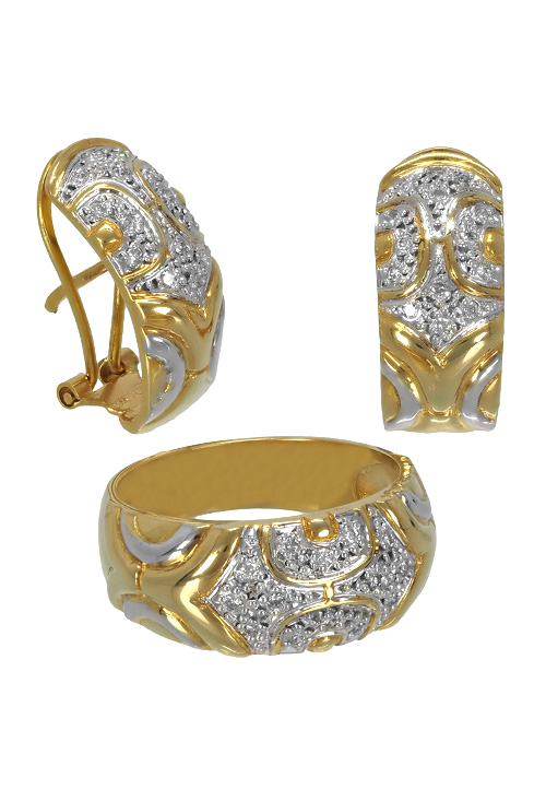 Conjunto sortija y pendientes oro y diamantes para mujer 037_JB4049