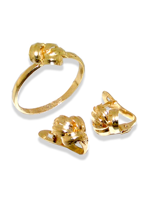 Conjunto oro con pendientes y sortija ideal comunión niña 098_3271
